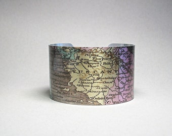 Tuscany Italy Cuff Bracelet Florence Firenze Florenz Map Travel Vacation Gift for Men or Women