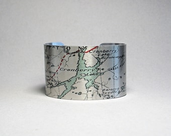 Cranberry Lake New York Map Adirondacks Cuff Bracelet Unique Gift for Men or Women