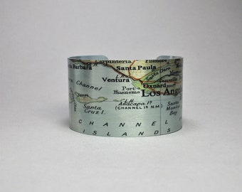 Los Angeles California Map Bracelet Channel Islands Long Beach Santa Barbara Ventura Gift for Men or Women