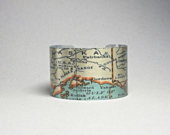 Alaska Map Cuff Bracelet Unique Gift for Her