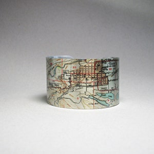 Cody Wyoming Map Cuff Bracelet: Vintage Style Jewelry