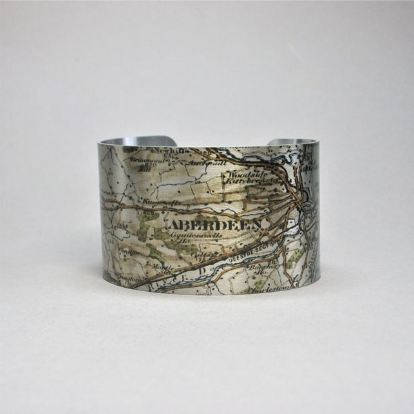 Aberdeen UK Scotland Map Cuff Bracelet Unique Gift for Men or Women