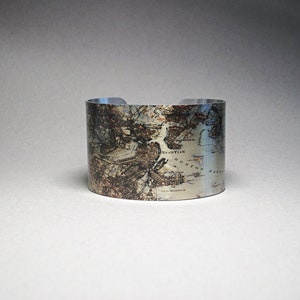 Boston Massachusetts Map Cuff Bracelet Unique Gift for Men or Women