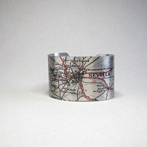 Seville Seville Spanien Karte Manschette Armband Einzigartiges Reise-Geschenk für Männer oder Frauen