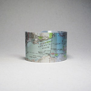 Buckeye Lake Ohio Map Bracelet: Vintage Style Cuff
