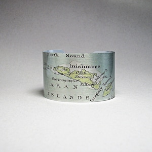 Aran Islands Map Cuff Bracelet: Galway Ireland Travel Gift