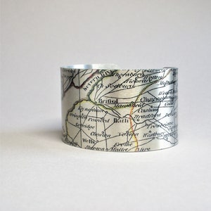 Bracelet manchette carte Bristol Bath Royaume-Uni Sud-ouest de l'Angleterre Cadeau unique pour homme ou femme