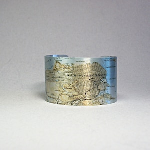 San Francisco Map Bracelet: Vintage California Travel Jewelry