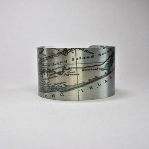 Bracelet manchette Long Island New York carte Cadeau unique pour homme ou femme