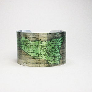 Sicily Italy Map Cuff Bracelet: Vintage Style Travel Jewelry
