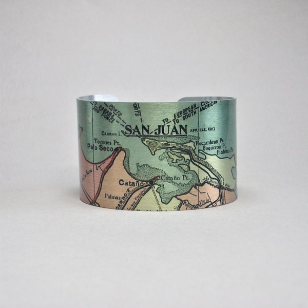 San Juan Puerto Rico Map Cuff Bracelet Unique Gift