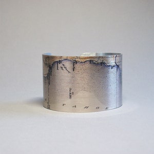Lake Tahoe California Map Cuff Bracelet Unique Gift