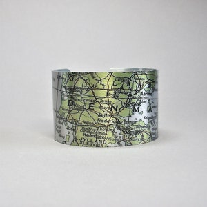 Bracelet manchette carte du Danemark Cadeau de voyage unique pour homme ou femme