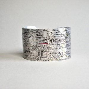 Prague Praha Czech Republic Map Cuff Bracelet Unique Travel Gift