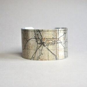 Bracelet manchette carte du Colorado Castle Rock Cadeau unique pour homme ou femme