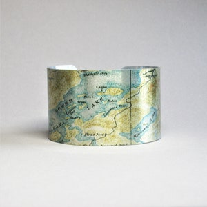Untere Saranac Lake Karte Armband: Vintage Adirondacks New York Geschenk
