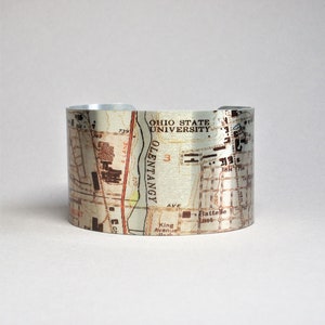Columbus Ohio Map Bracelet: Vintage Style Cuff