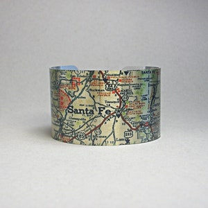 Santa Fe New Mexico Karte Manschettenarmband, einzigartiges Geschenk