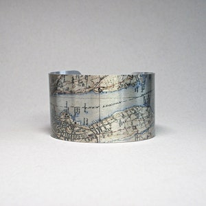 New London Connecticut Map Cuff Bracelet Unique Gift for Men or Women