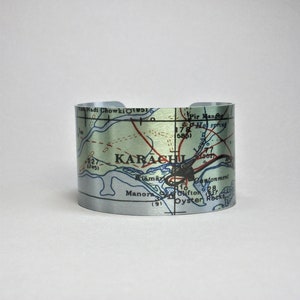 Karachi Pakistan Map Bracelet: Vintage City Cuff