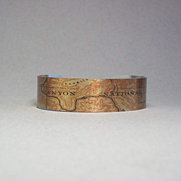 Grand Canyon National Park Arizona Map Cuff Bracelet Unique Gift for Men or Women