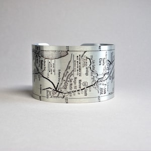 San Francisco to Big Sur Map Cuff Bracelet: California Road Trip Gift