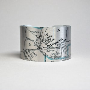Phoenix Arizona Map Bracelet: Vintage Style Cuff