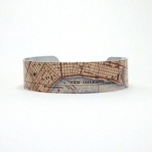New Orleans Map Cuff Bracelet: Vintage NOLA Jewelry Gift