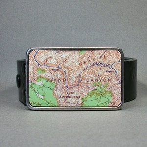 Grand Canyon Map Belt Buckle: Arizona National Park Gift