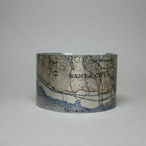 Santa Cru California Map Manschette Armband Einzigartige Reise Heimatstadt Geschenk für Frauen oder Männer