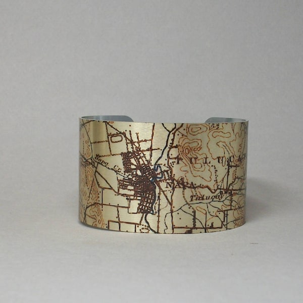 Napa California Vintage Map Cuff Bracelet Unique Travel Wine Country Gift for Men or Women