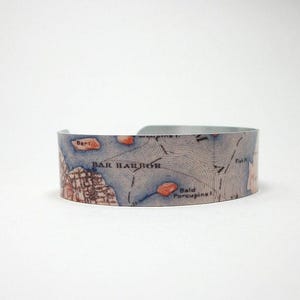 Bar Harbor Maine Map Bracelet: Vintage Style Cuff