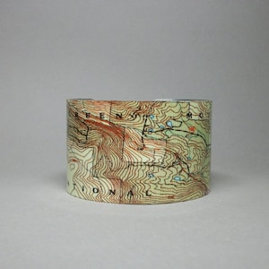 Green Mountain National Forest Vermont Map Cuff Bracelet Unique Hiking Camping Gift for Men or Women image 1