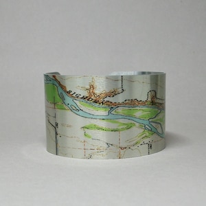 Bighorn River Montana Cuff Bracelet Gift for Hiker Rafter Kayaker Fisherman Men or Women