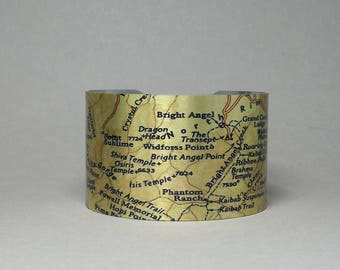 Grand Canyon National Park Map Cuff Bracelet Arizona Unique Gift for Men or Women