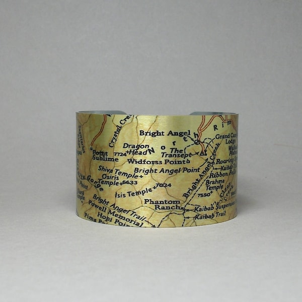 Grand Canyon National Park Map Cuff Bracelet Arizona Unique Gift for Men or Women