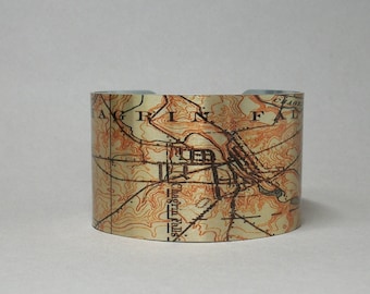 Chagrin Falls Ohio Map Cuff Bracelet Unique Gift for Men or Women