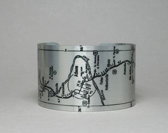 Parkersburg West Virginia to Athens Ohio to Chillicothe Road Map Cuff Bracelet Unique Gift for Men or Women