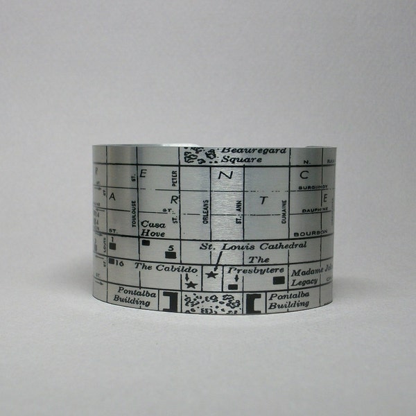 French Quarter New Orleans Louisiana Map Cuff Bracelet Unique Gift for Men or Women