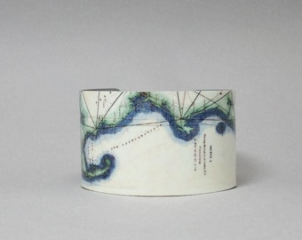 New England Coast Map Cuff Bracelet Cape Cod Unique Hostess Gift for Men or Women