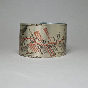 Vintage Road Map Cuff Bracelet: Portland Maine to Portsmouth NH