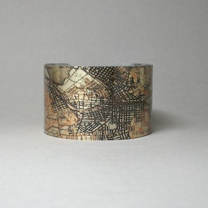 Syracuse New York Map Cuff Bracelet: Vintage 1893 Map Design