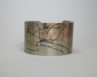 San Simeon California Cuff Bracelet Map Gift for Men or Women