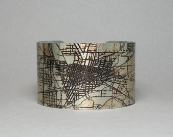 Canton Ohio Map Cuff Bracelet Unique Gift for Men or Women