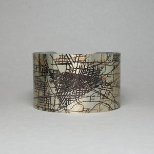 Canton Ohio Map Cuff Bracelet: Vintage Style Aluminum Jewelry