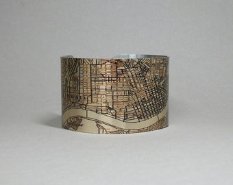 Cincinnati Ohio Map Cuff Bracelet Unique Gift for Men or Women