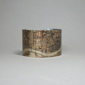 Cincinnati Ohio Map Cuff Bracelet: Vintage City Grid Design