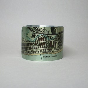 Coney Island Brooklyn New York Vintage Karte Brighton Strand Manschette Armband Einzigartiges Geschenk für Männer oder Frauen