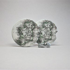 Vintage Ireland Map Car Coaster Set: Sandstone Auto Decor