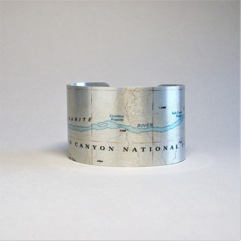 Grand Canyon National Park Map Bracelet Colorado River Unique Travel Hiking Rafting Camping Gift for Men or Women image 1